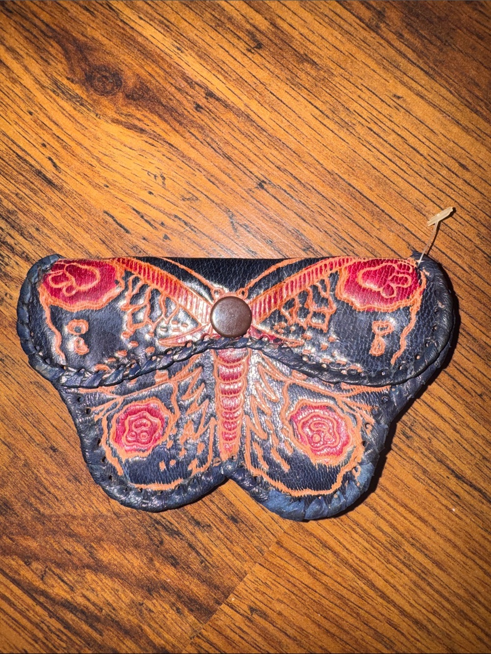 Handcrafted Purple Butterfly Leather Coin Pouch C1.Bk.R.2